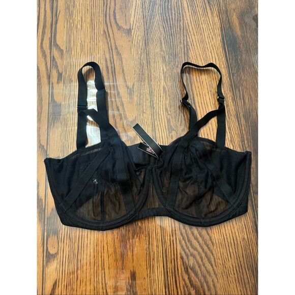 Victoria's Secret Black Very Sexy Sheer Unlined Underwire Balconet Bra Size 36DD - Picture 1 of 4